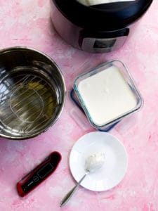All the ingredients assembled to make crème fraîche