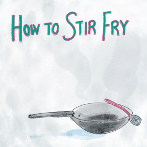 How to Stir Fry Featured Image illustration with a wok and spatula