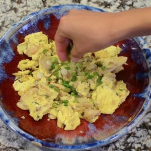 King Trumpet Mushrooms and Scrambled Eggs