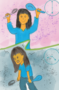 Tired of cooking every night? Before and after illustration. Fresh and excited vs.Tired and frazzled. Illustration from garlicdelight.com.